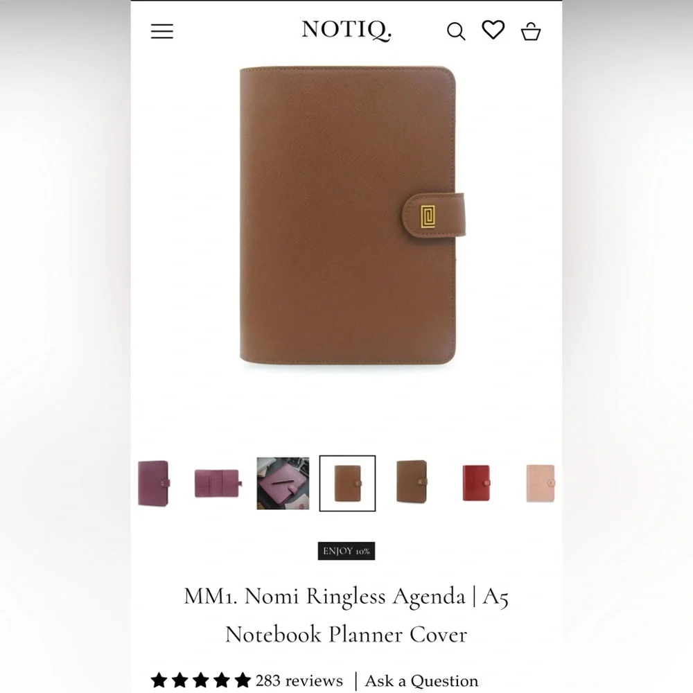 Notiq MM1 Nomi ringless agenda A5 notebook planner cover Brown